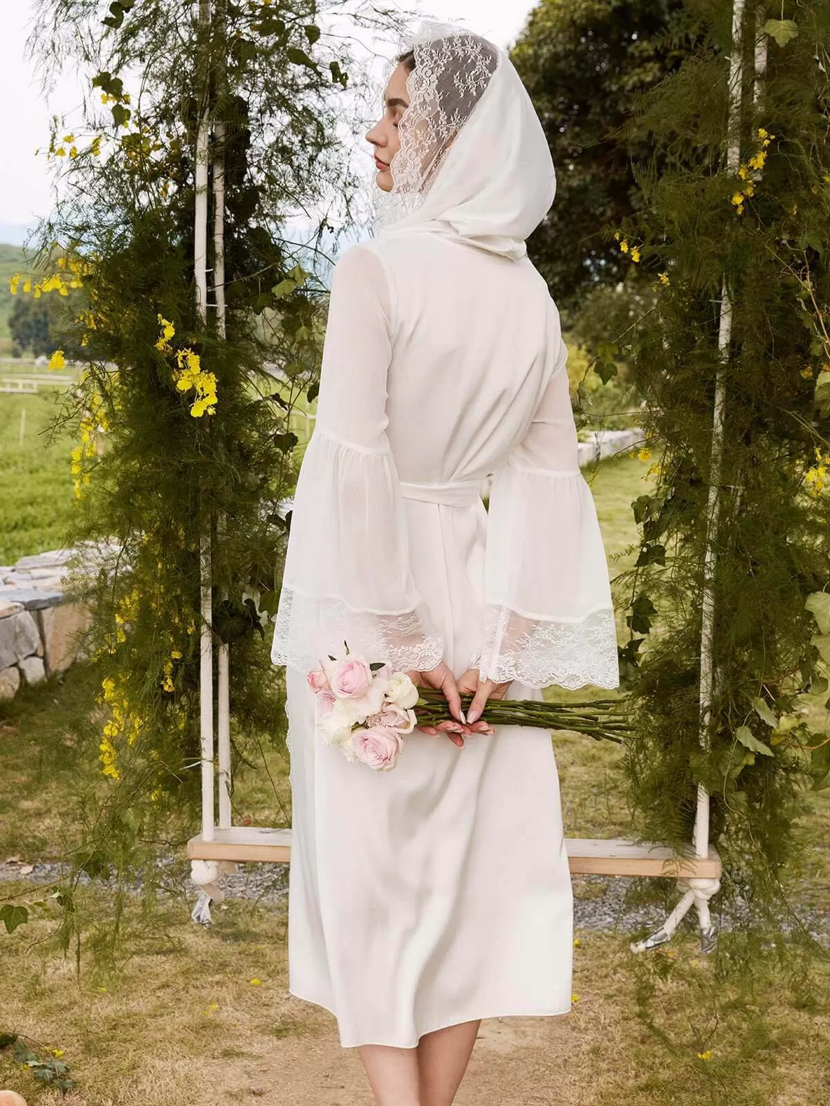 White Hooded Bridal Robe