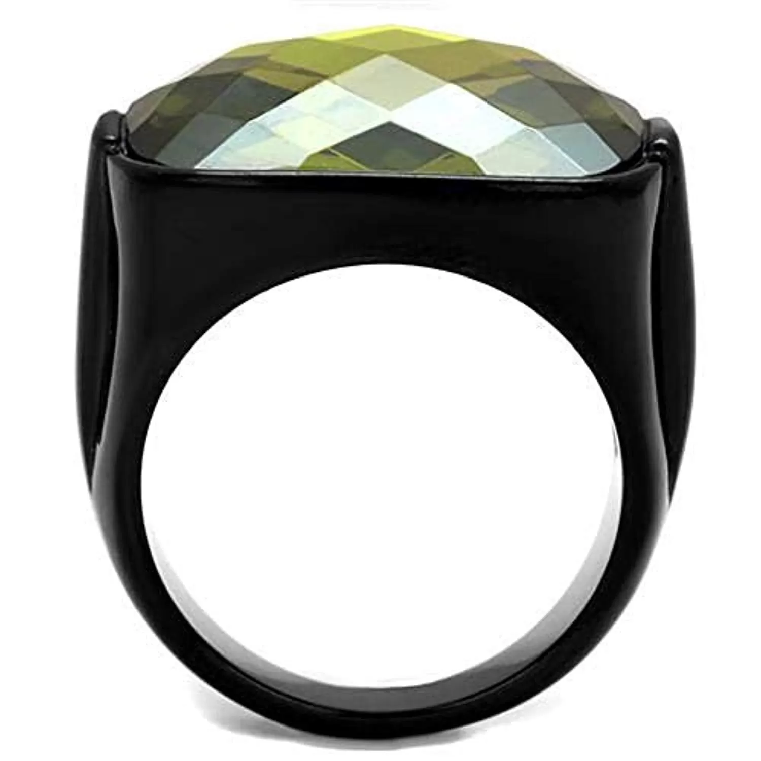 WildKlass Stainless Steel Ring IP Men AAA Grade CZ Olivine Color