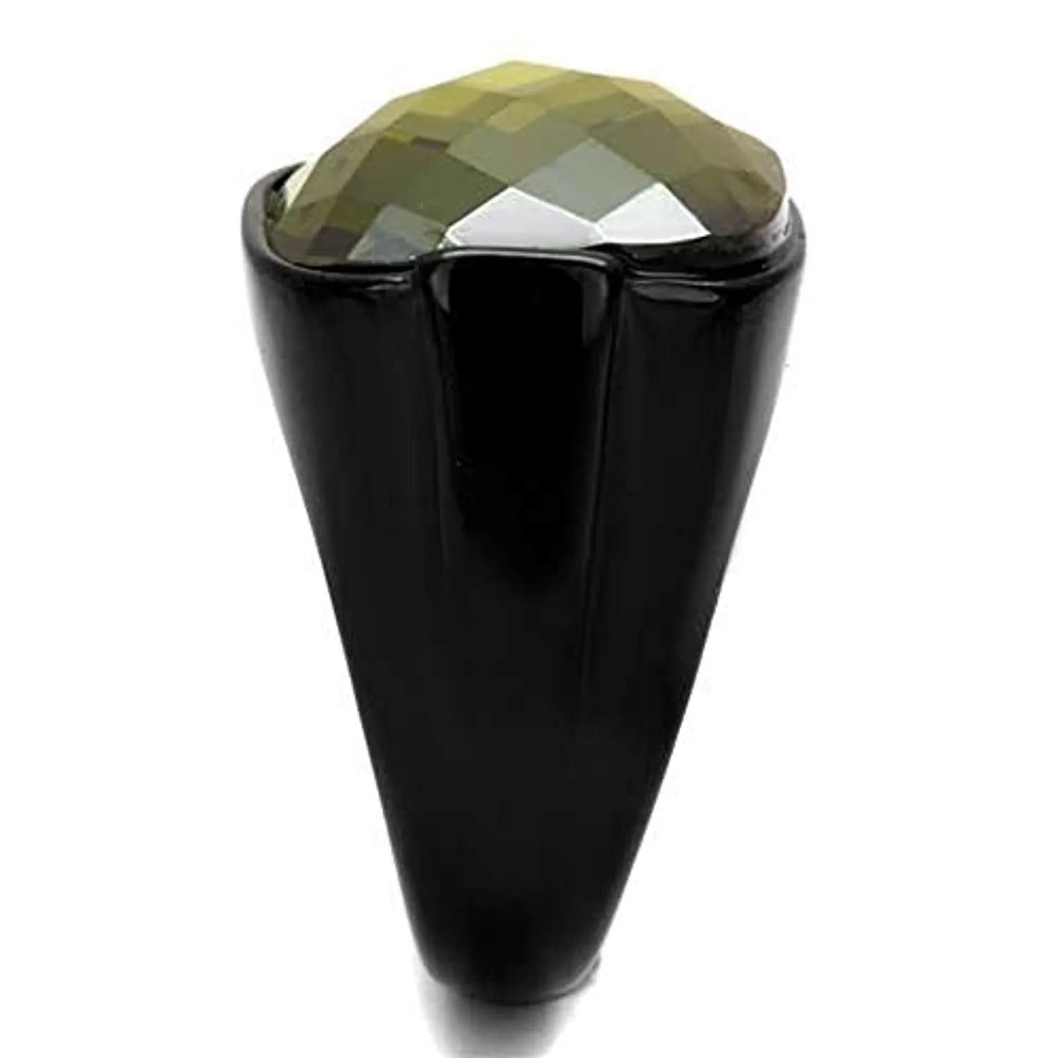 WildKlass Stainless Steel Ring IP Men AAA Grade CZ Olivine Color