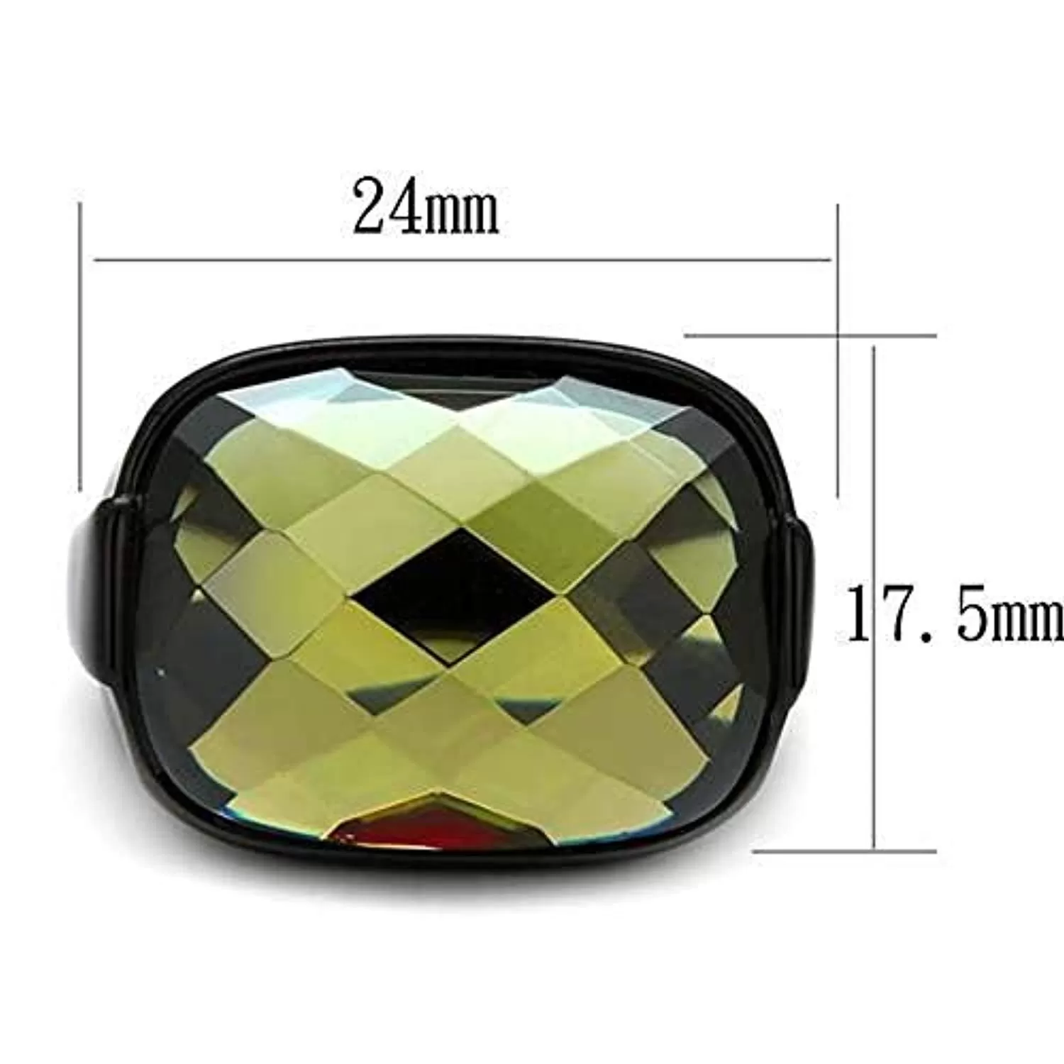 WildKlass Stainless Steel Ring IP Men AAA Grade CZ Olivine Color