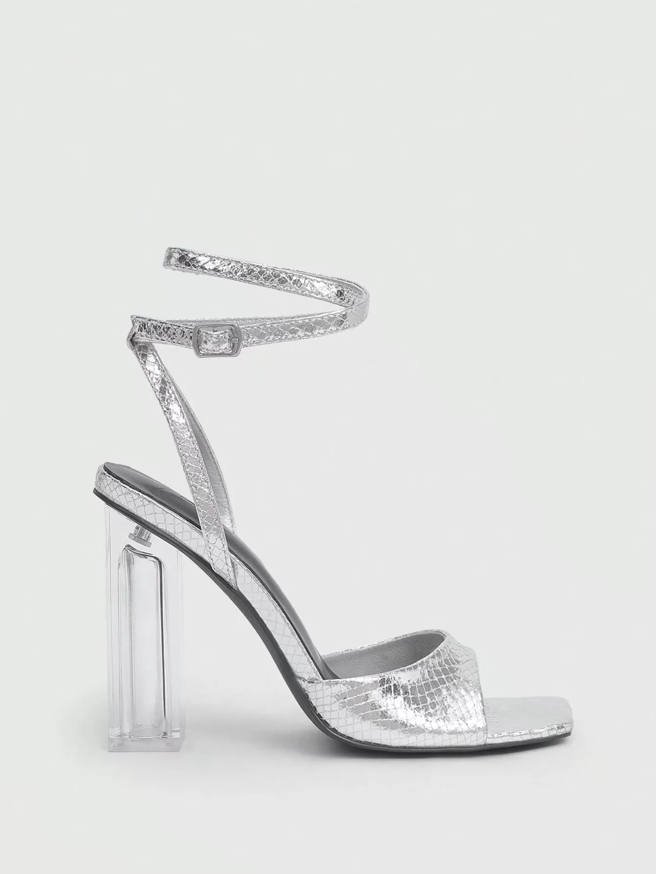 Woman Shoes Fashionable Clear Heel & Silver High-Heel Sandals For Spring And Summer