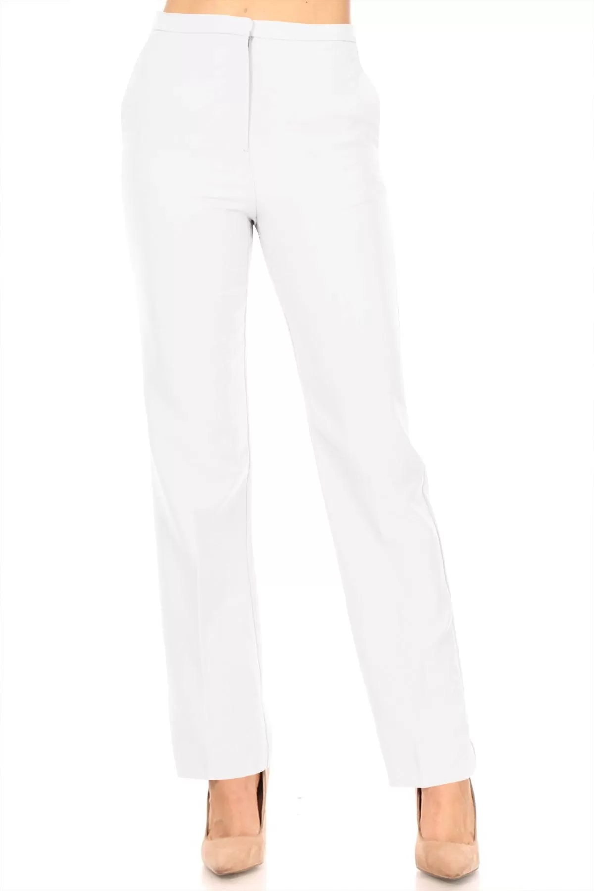 Women's Casual Straight Woven Dress Pants for Office Work