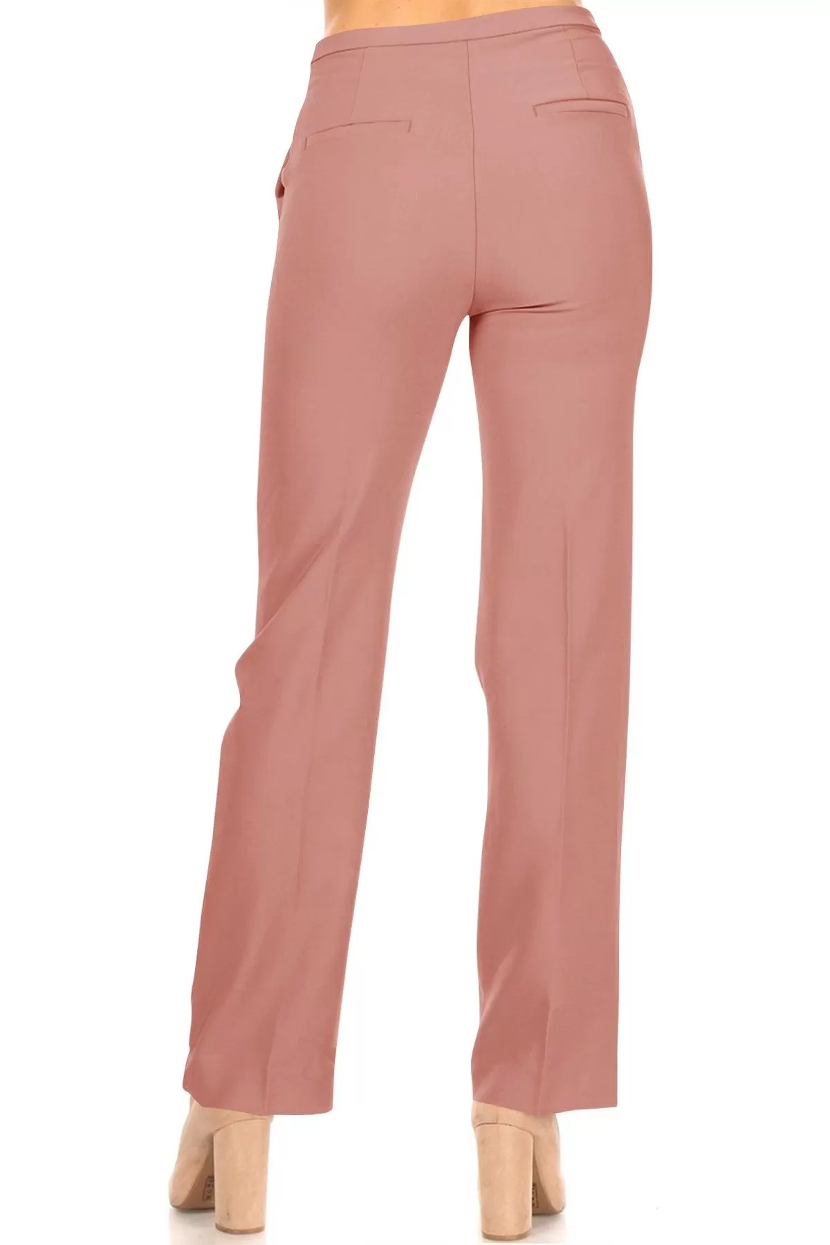 Women's Casual Straight Woven Dress Pants for Office Work