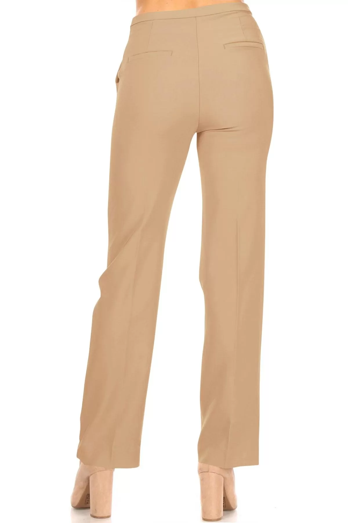 Women's Casual Straight Woven Dress Pants for Office Work