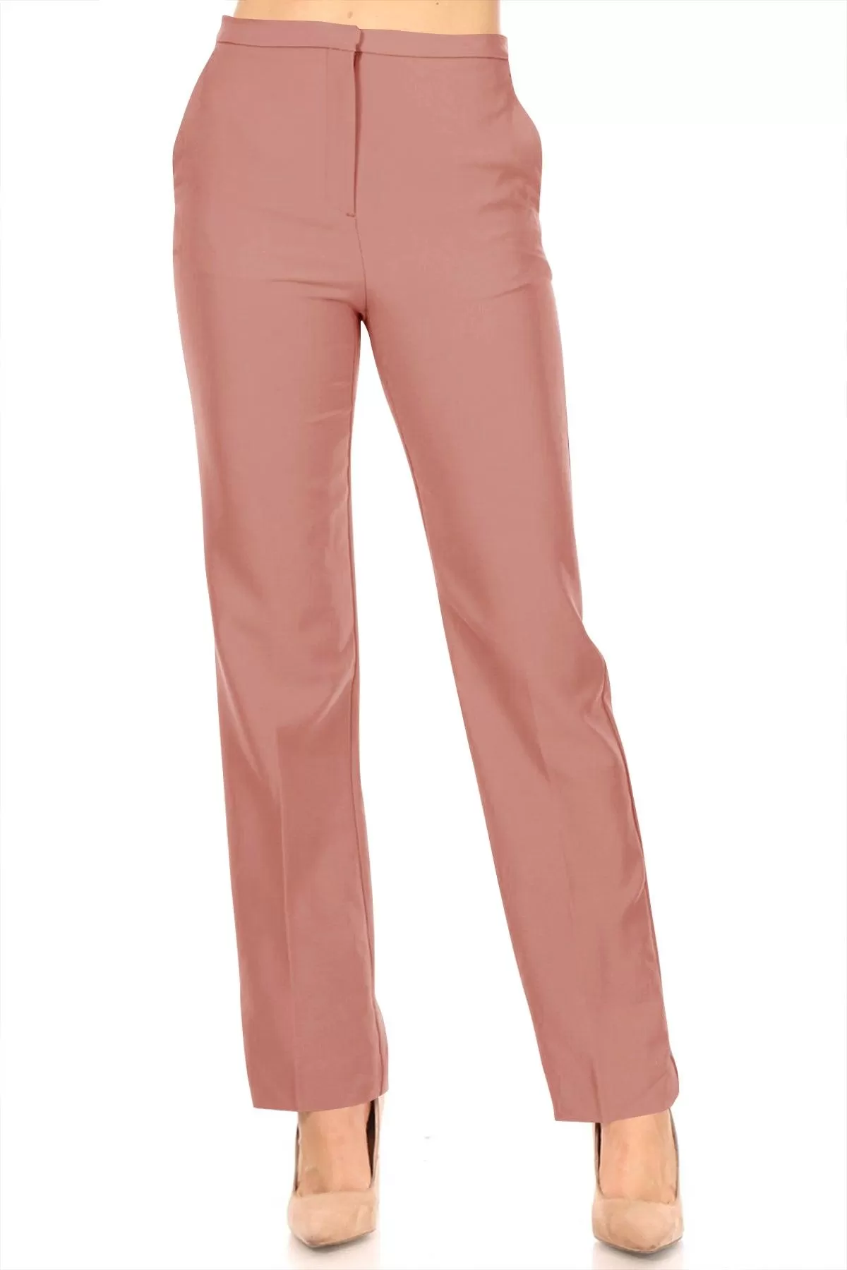 Women's Casual Straight Woven Dress Pants for Office Work