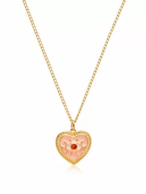 Women's Necklace with Pink Heart Pendant