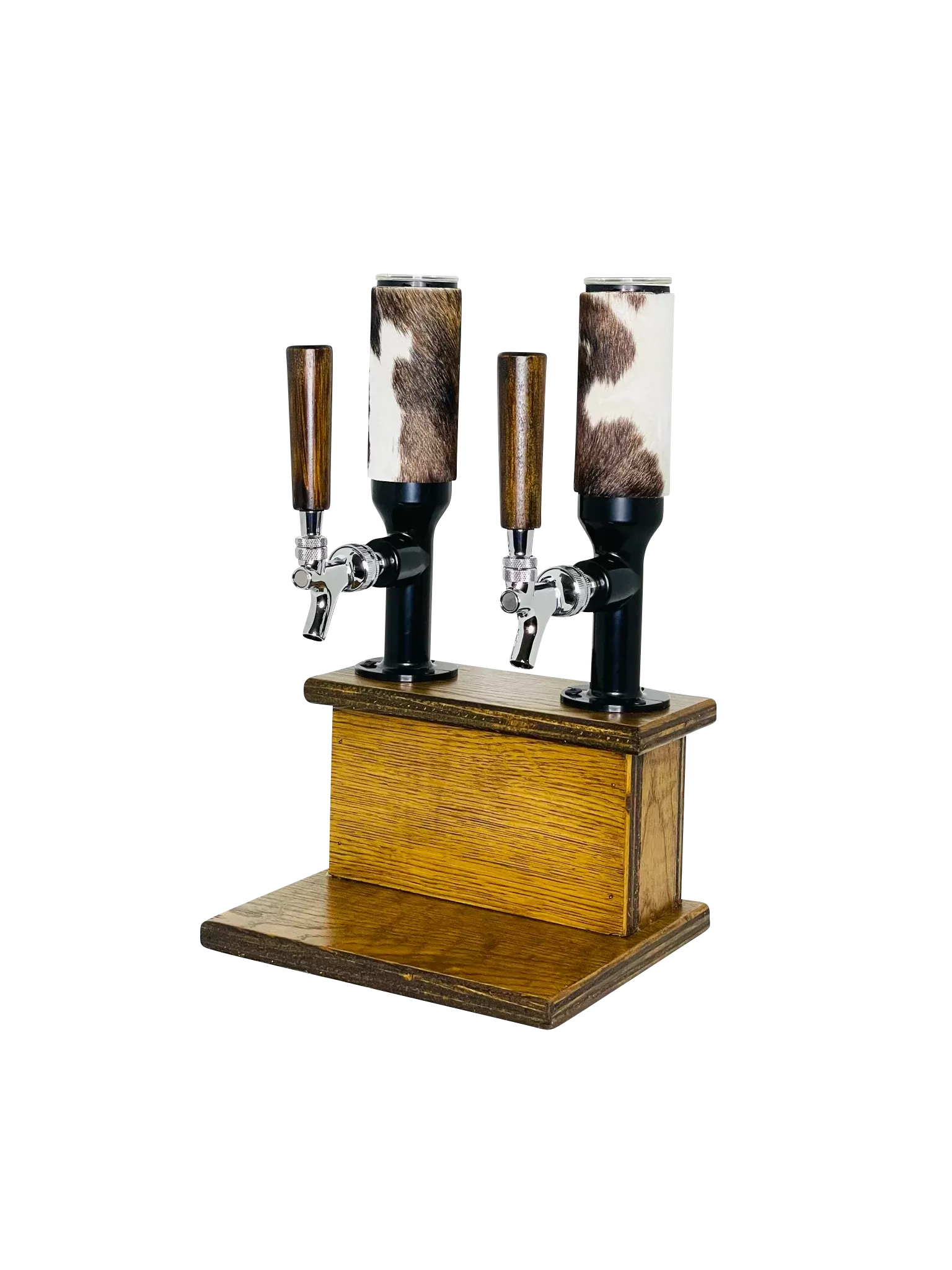 Wood & Cowhide Double Tower Black - Two Variants