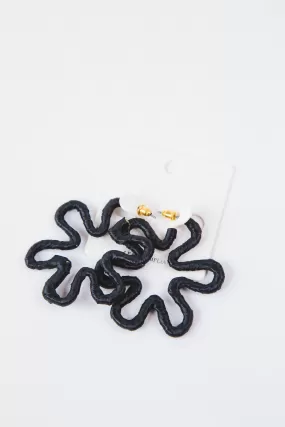 Wrapped Raffia Flower Hoops, Black