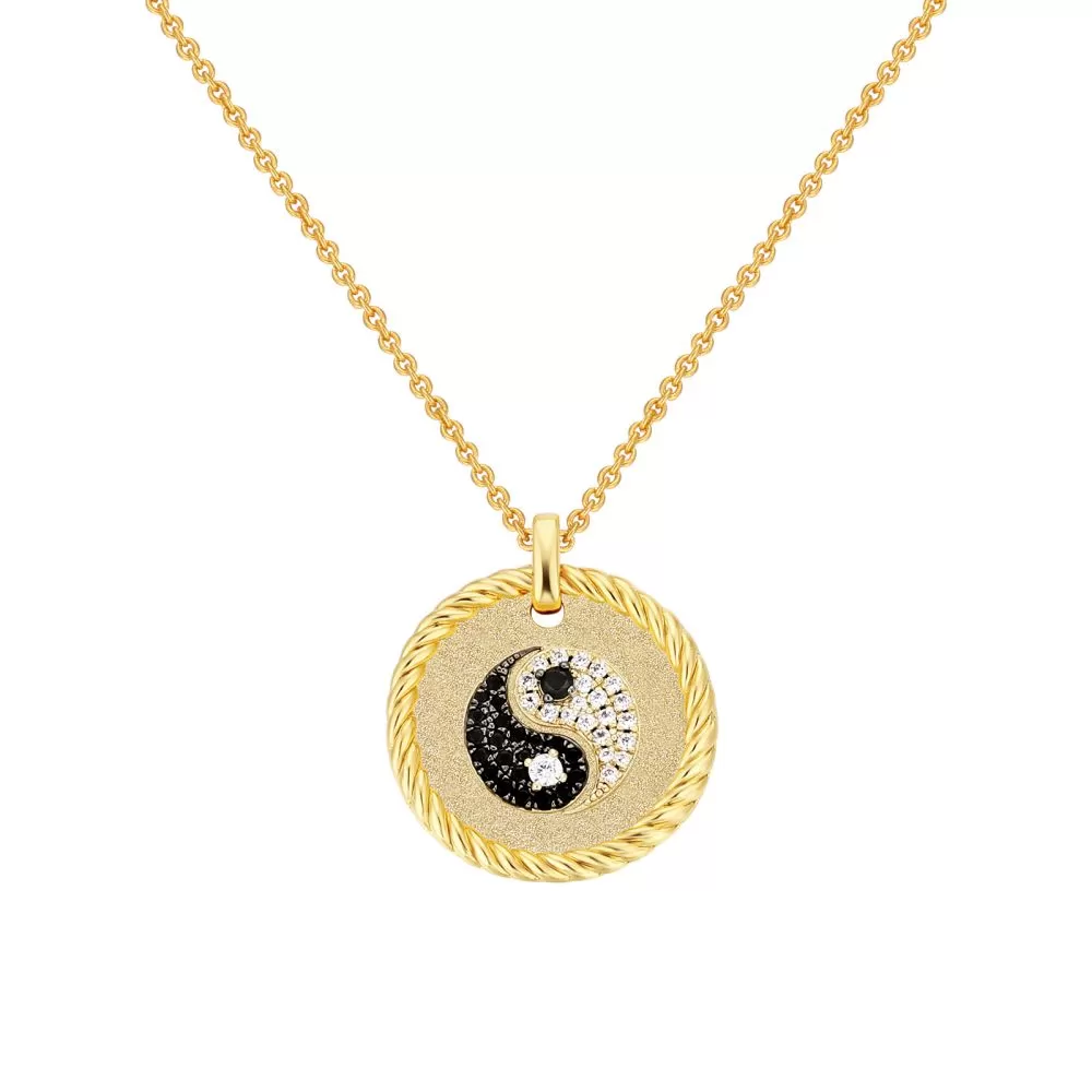 YinYang Gold Coin Pendant Necklace for Women