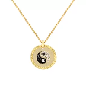 YinYang Gold Coin Pendant Necklace for Women