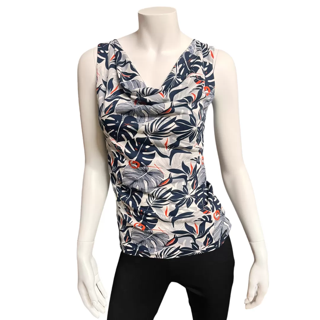 Zahra Top - Navy Leaves