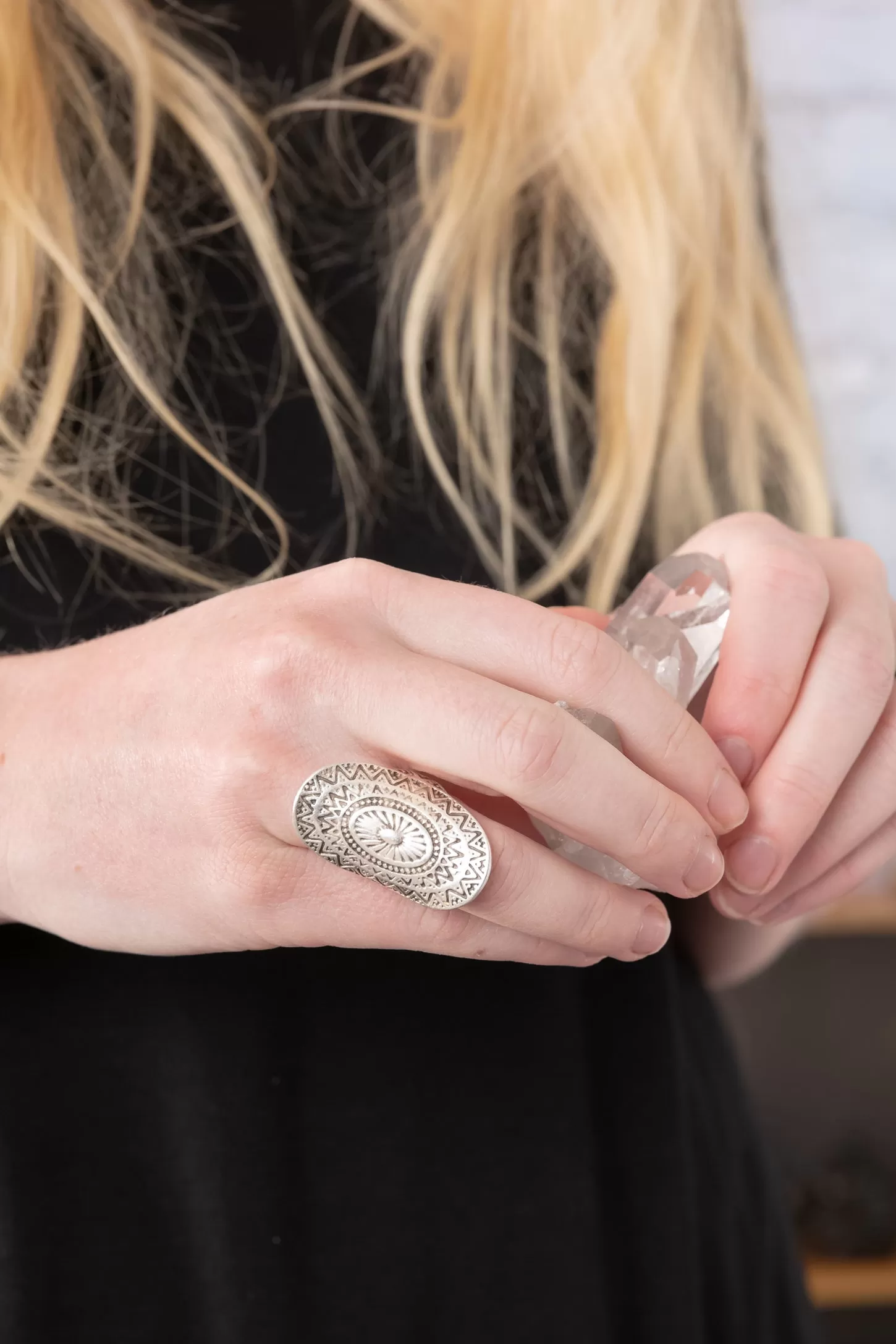 Zamak Celestial Mandala Adjustable Ring